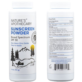 Nature's Apothecary open top with loose zinc powder highlighting immediate protection