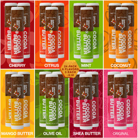 Nature's Bees flavor labels and ingredient list shot emphasizing natural oils and beeswax benefits
