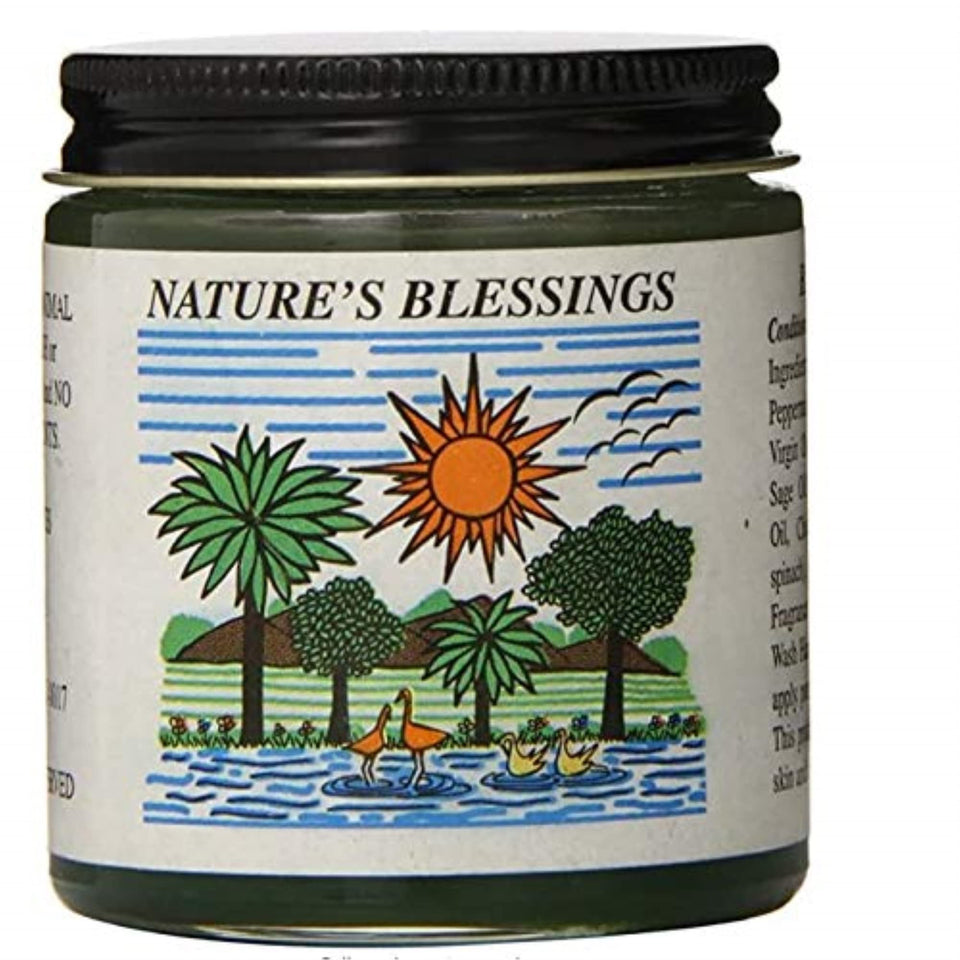 Nature's Blessings jar front view showing label and compact packaging benefit: easy storage