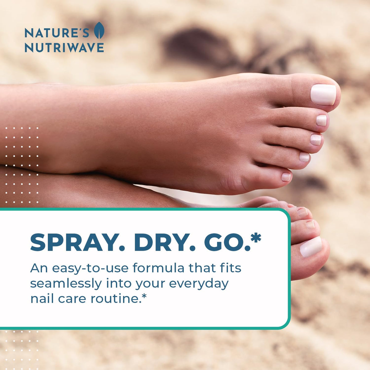 Nature’s NutriWave Blinzador beside shoes implying no-residue wear-ready benefit
