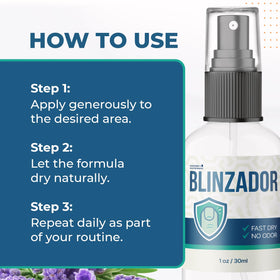 Nature’s NutriWave Blinzador being sprayed on toenail for targeted care benefit