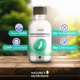 Nature’s NutriWave on bathroom shelf as part of daily grooming routine
