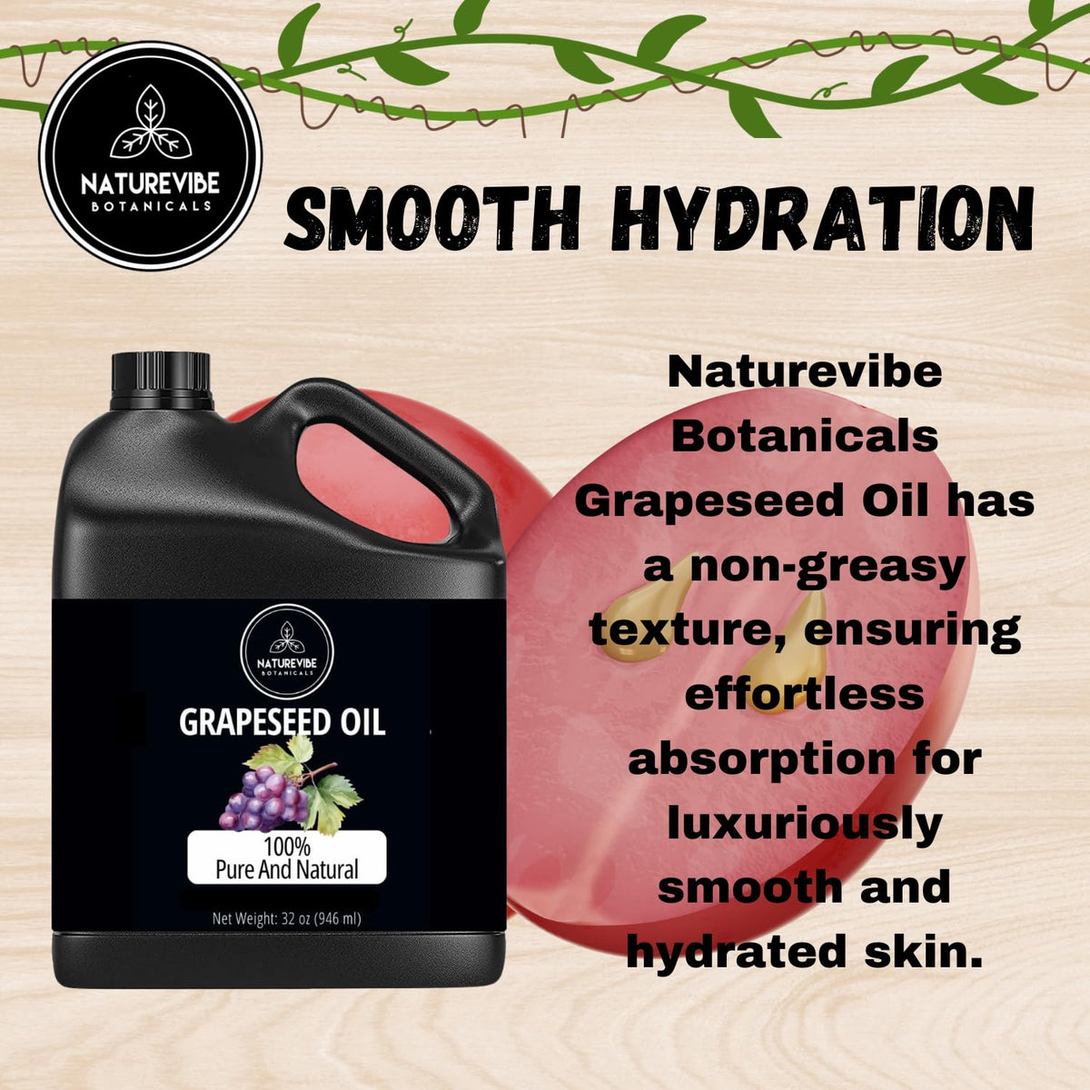 Naturevibe Botanicals used on hair ends to smooth frizz and add shine