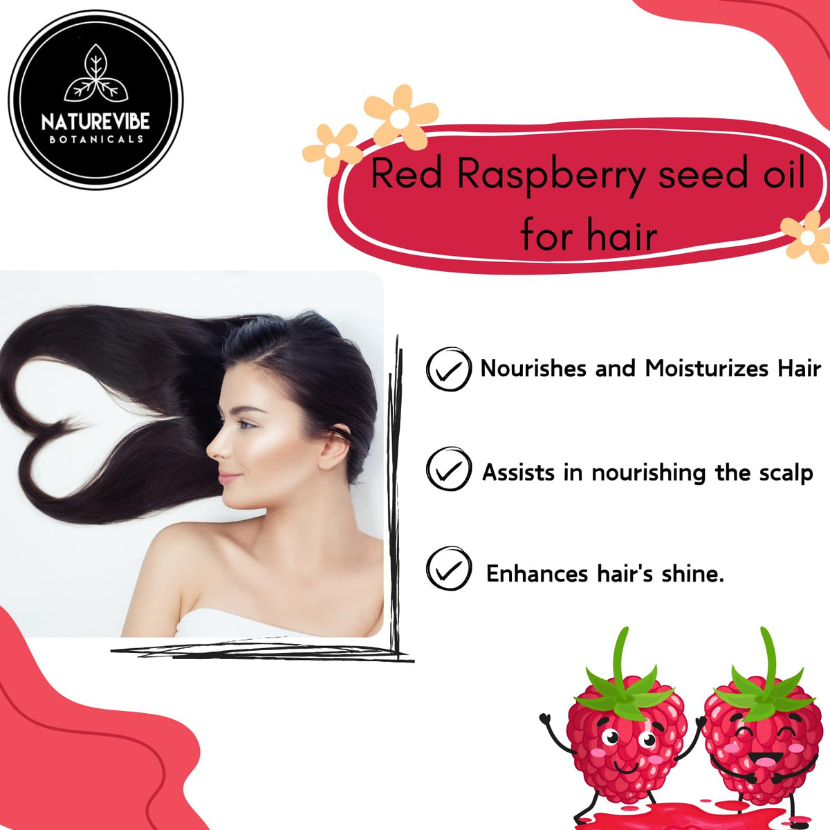 Naturevibe Botanicals oil being worked into hair for conditioning and frizz control