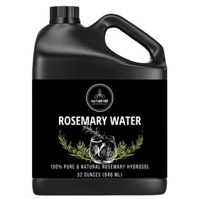 Naturevibe Botanicals front bottle view showing rosemary hydrosol clarity and packaging benefit