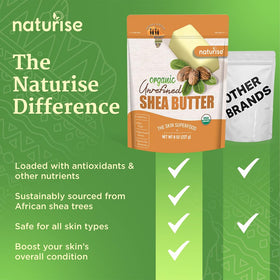 Naturise shea butter melting on hand for quick absorption and instant hydration