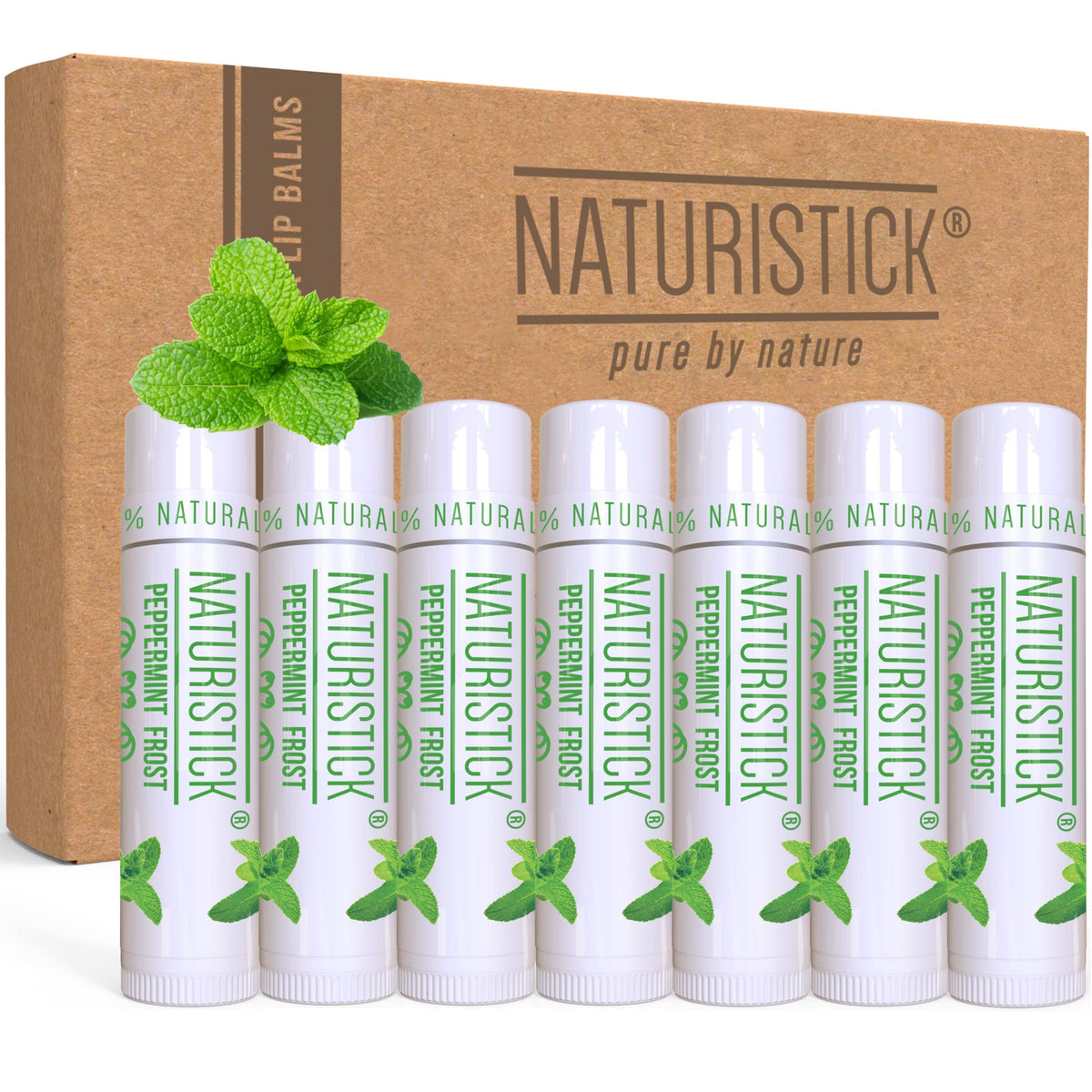 Naturistick front packaging of peppermint 7-pack showing convenience