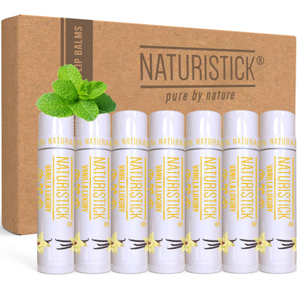 Naturistick front packaging showing seven sealed vanilla tubes for easy access