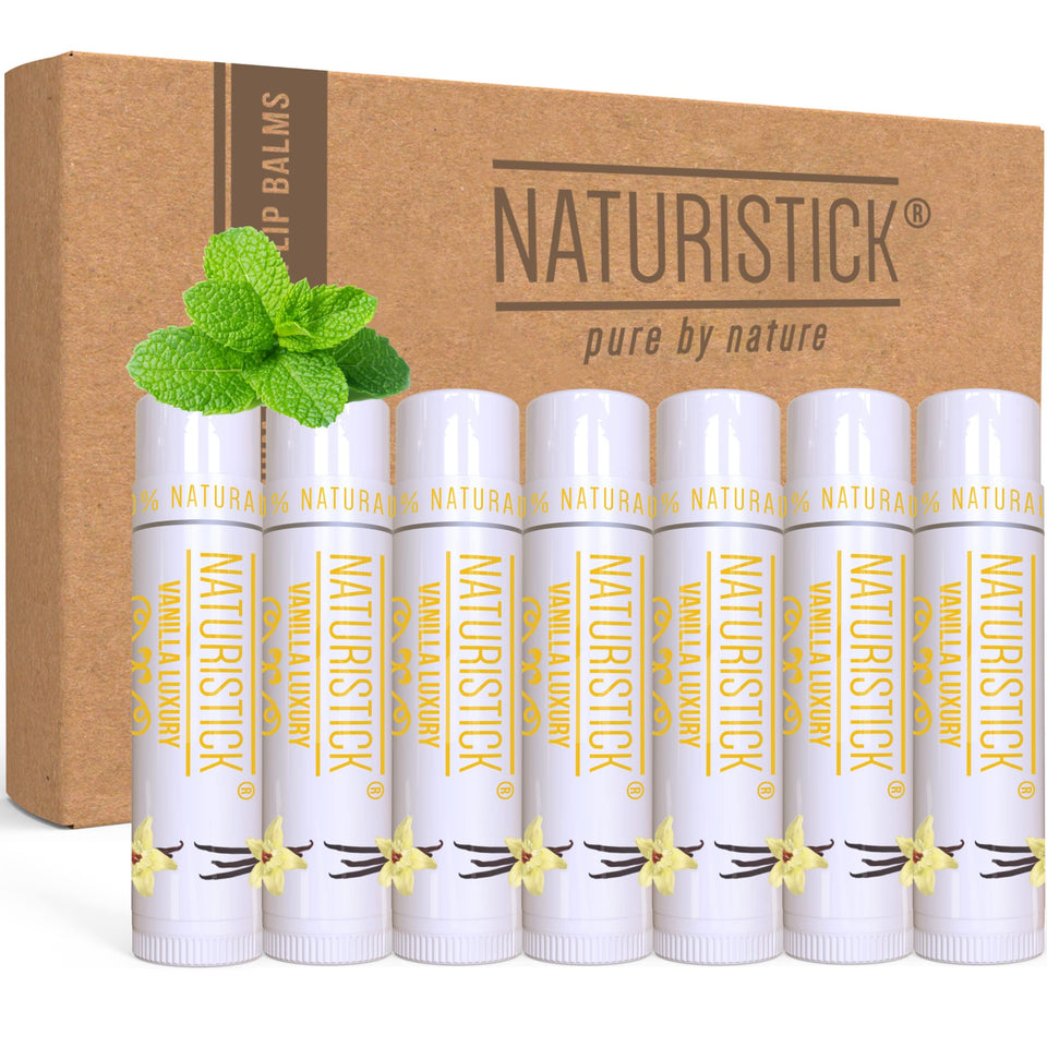 Naturistick front packaging showing seven sealed vanilla tubes for easy access