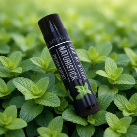 Naturistick tube beside a coin showing compact 0.15 oz size for portability
