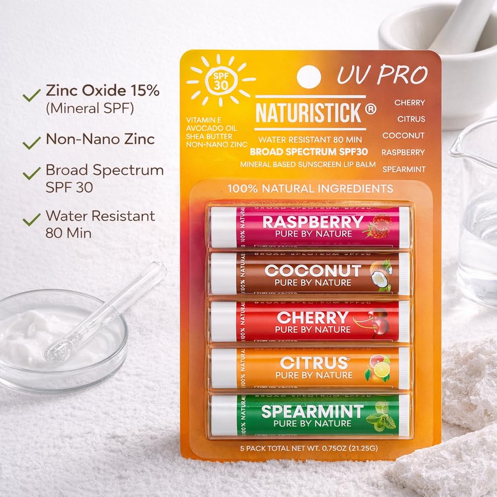 Naturistick UV Pro water resistance test with splashes showing up to 80 minutes protection benefit
