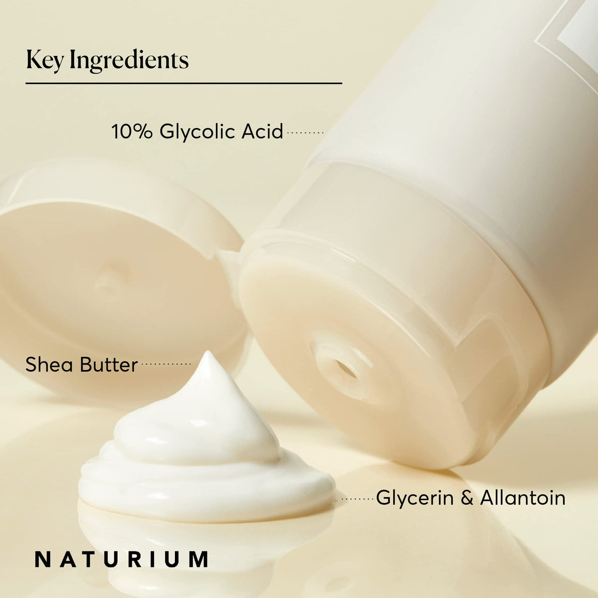 Naturium applying lotion to forearm to show exfoliating and softening effect