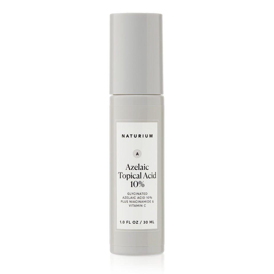 Naturium azelaic emulsion front packaging showing bottle and label, highlights clean formulation