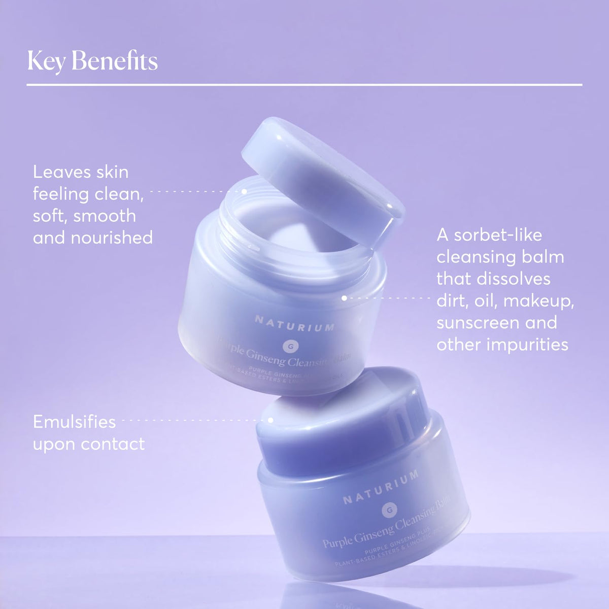 Naturium balm melting on fingers demonstrating effortless makeup breakdown
