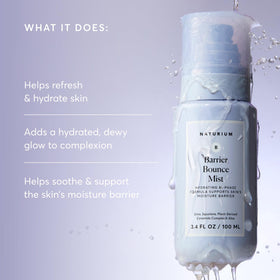 Hand holding Naturium mist spraying fine hydration for an instant boost