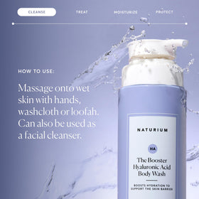 Naturium lather on loofah illustrating gentle cleansing and moisture