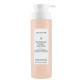 Naturium bottle front view showing brightening body wash and clear labeling benefits