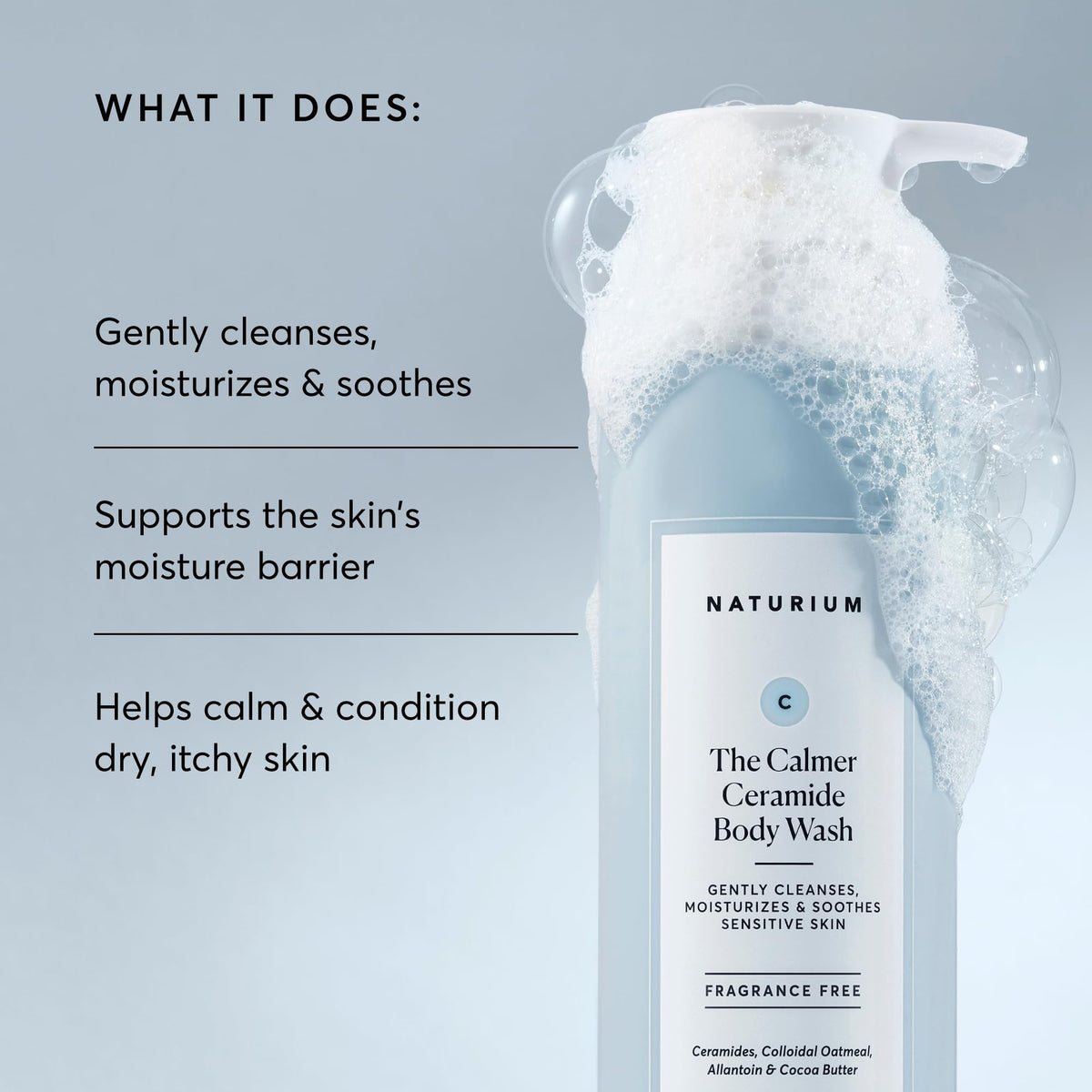 Naturium pump dispensing wash emphasizing easy, controlled application