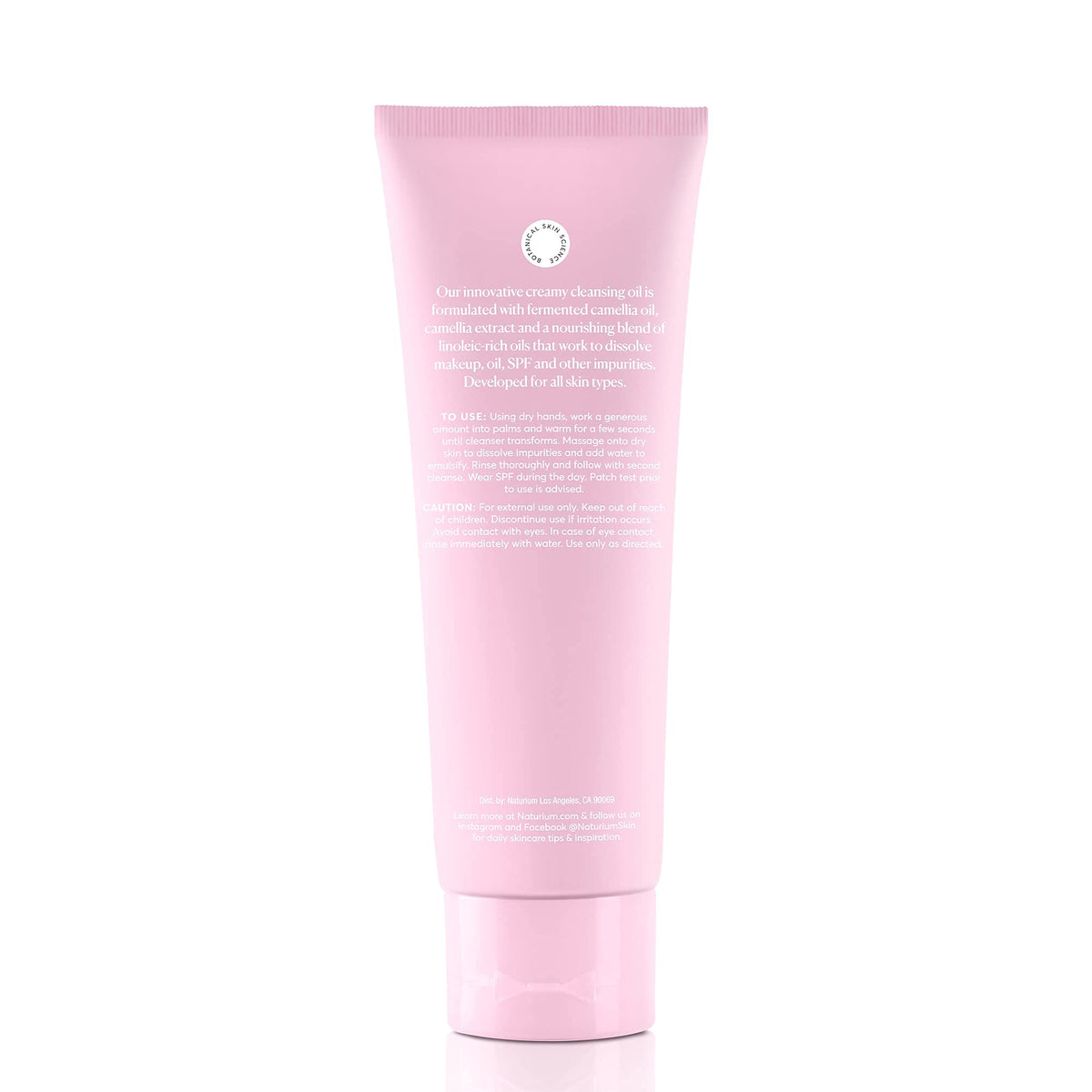 Naturium ingredient label highlighting fermented camellia and linoleic-rich oils benefit