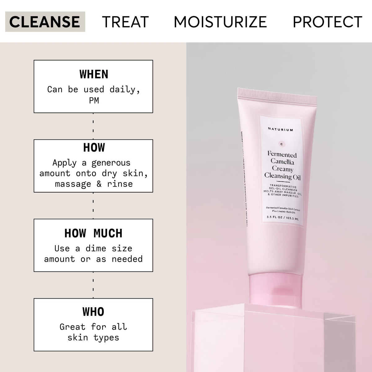 Naturium close-up texture of creamy gel-to-oil demonstrating silky spreadability benefit