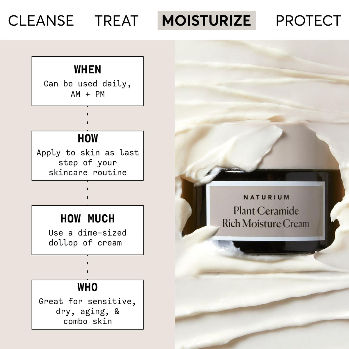 Naturium close-up cream texture highlighting rich consistency for deep hydration benefits