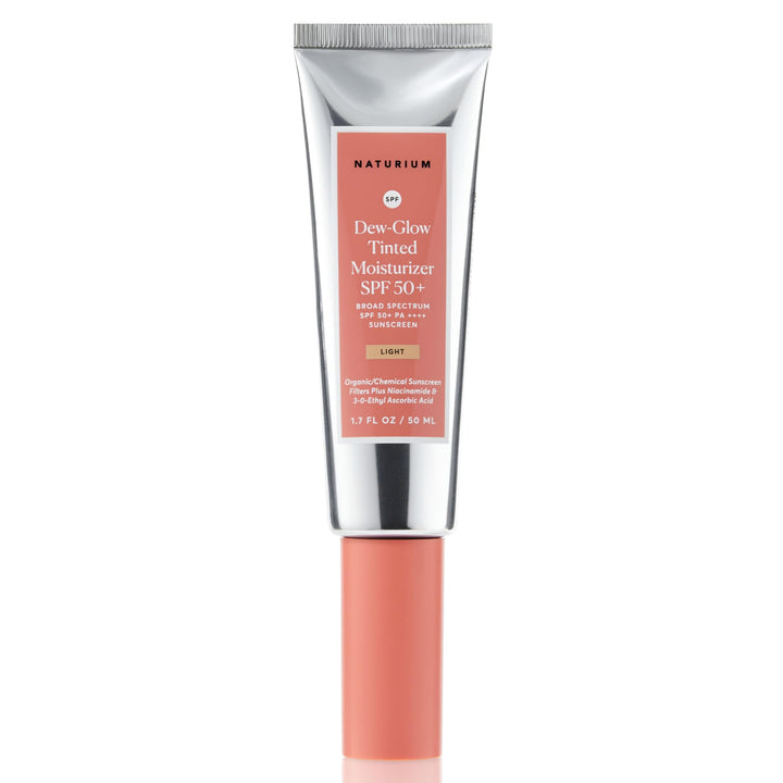 Naturium front packaging showing SPF 50+ and dewy tint benefits
