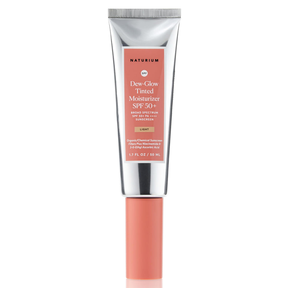 Naturium front packaging showing SPF 50+ and dewy tint benefits