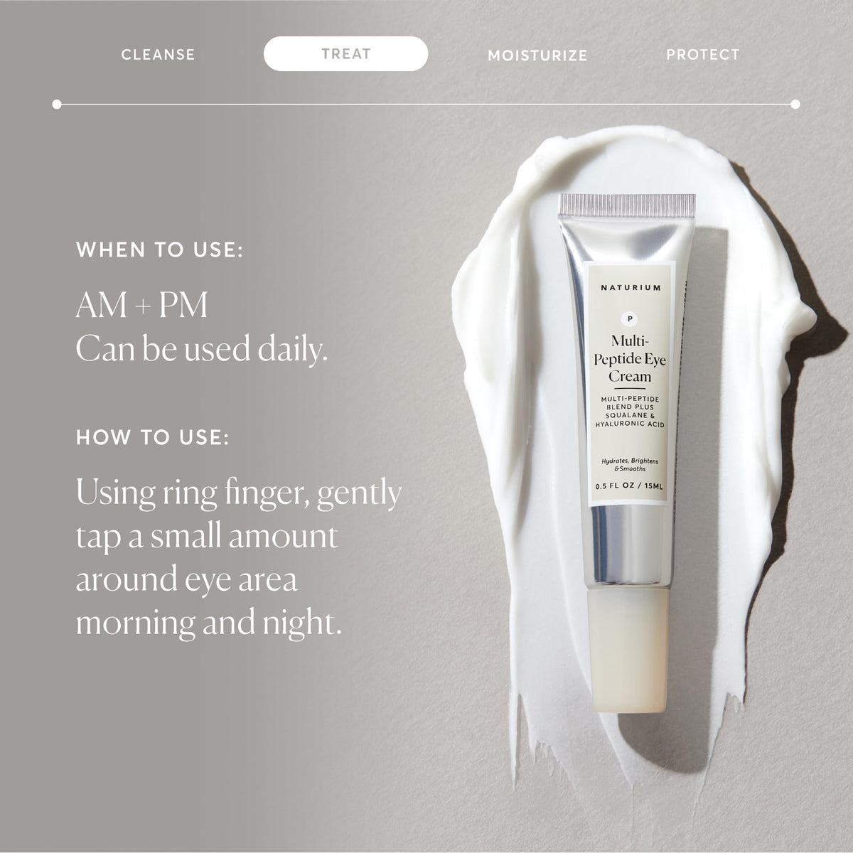 Naturium eye cream with hyaluronic acid and squalane ingredient flatlay for transparency