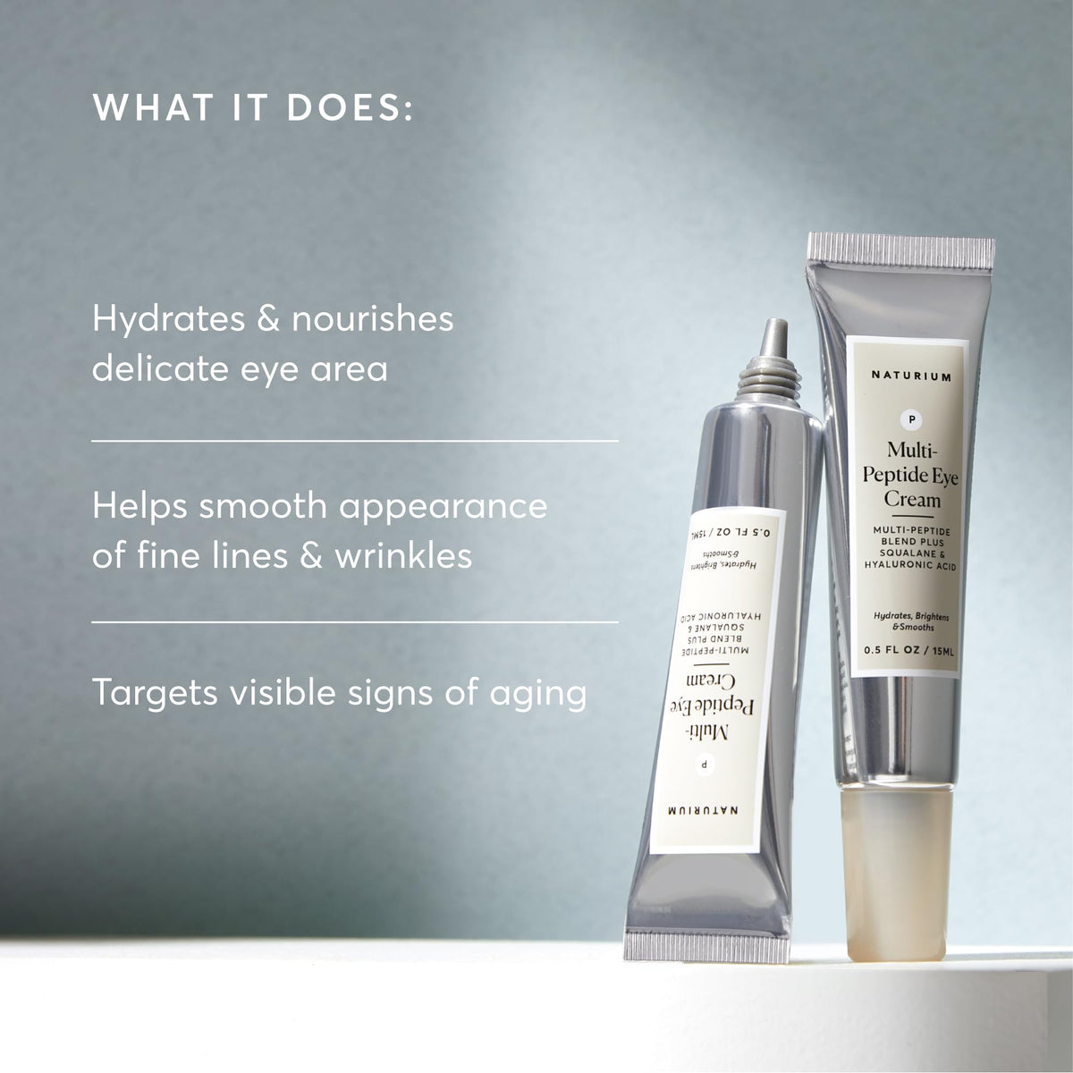 Naturium eye cream being dispensed to show controlled application and consistency