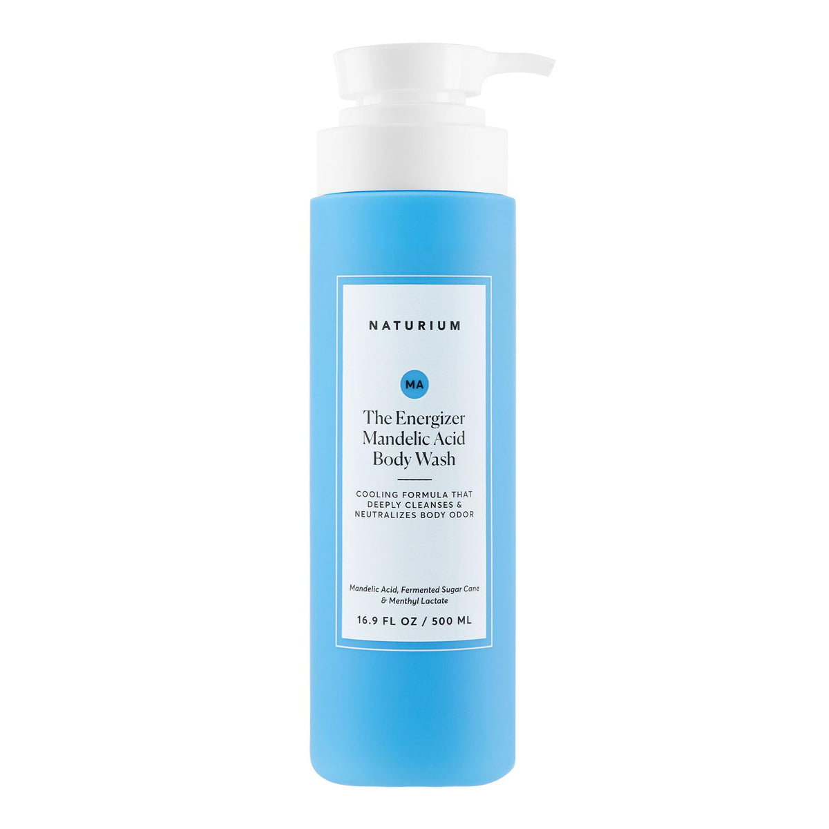 naturium front bottle showing branding and 16.9 oz size, clear product benefit