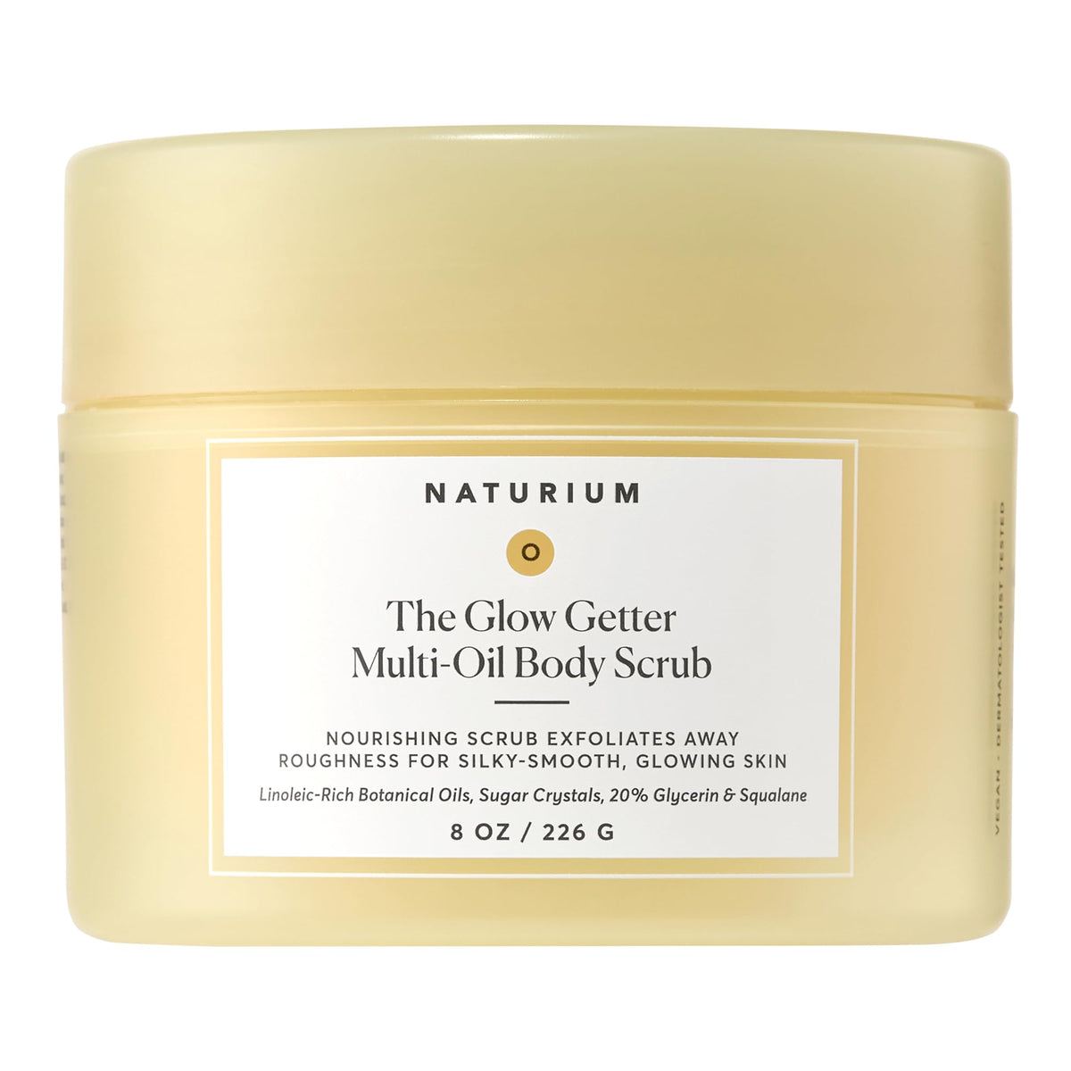 Naturium front jar showing product and vanilla coconut scent benefit