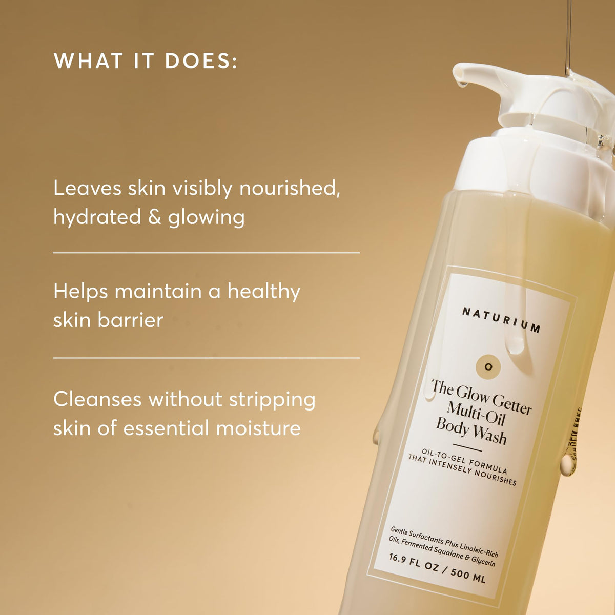 Naturium foam demonstration of oil converting to lather, illustrating gentle cleansing effect