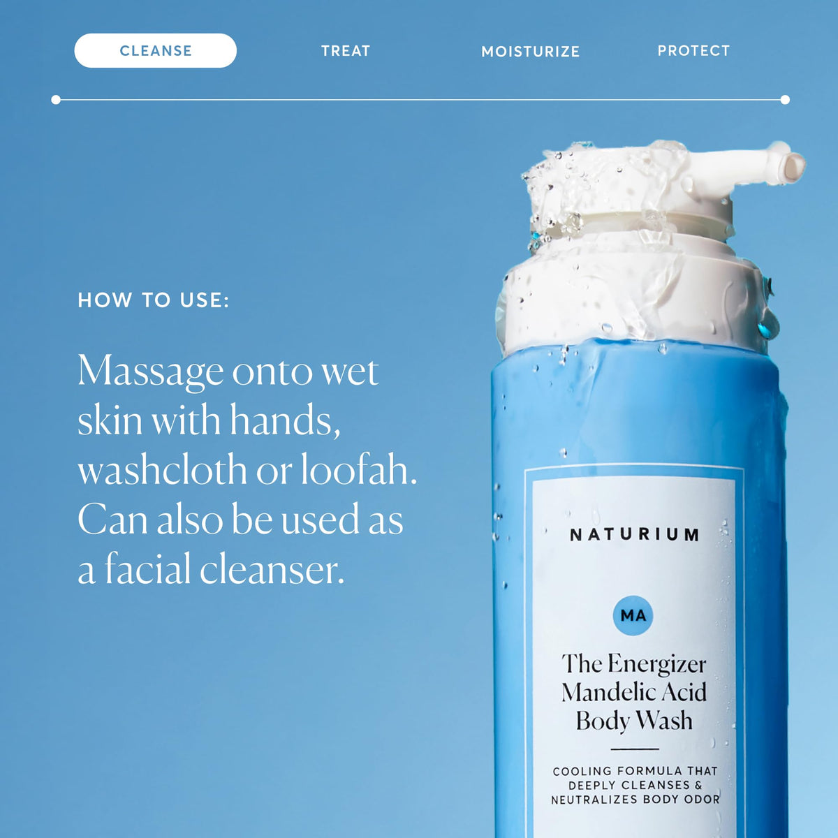 naturium in shower use demonstrating cooling sensation and post-workout refresh