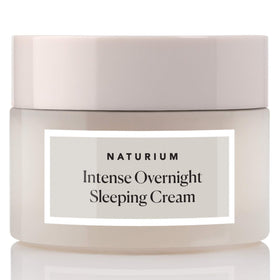 Naturium jar front view shows label and hydrating overnight cream benefit