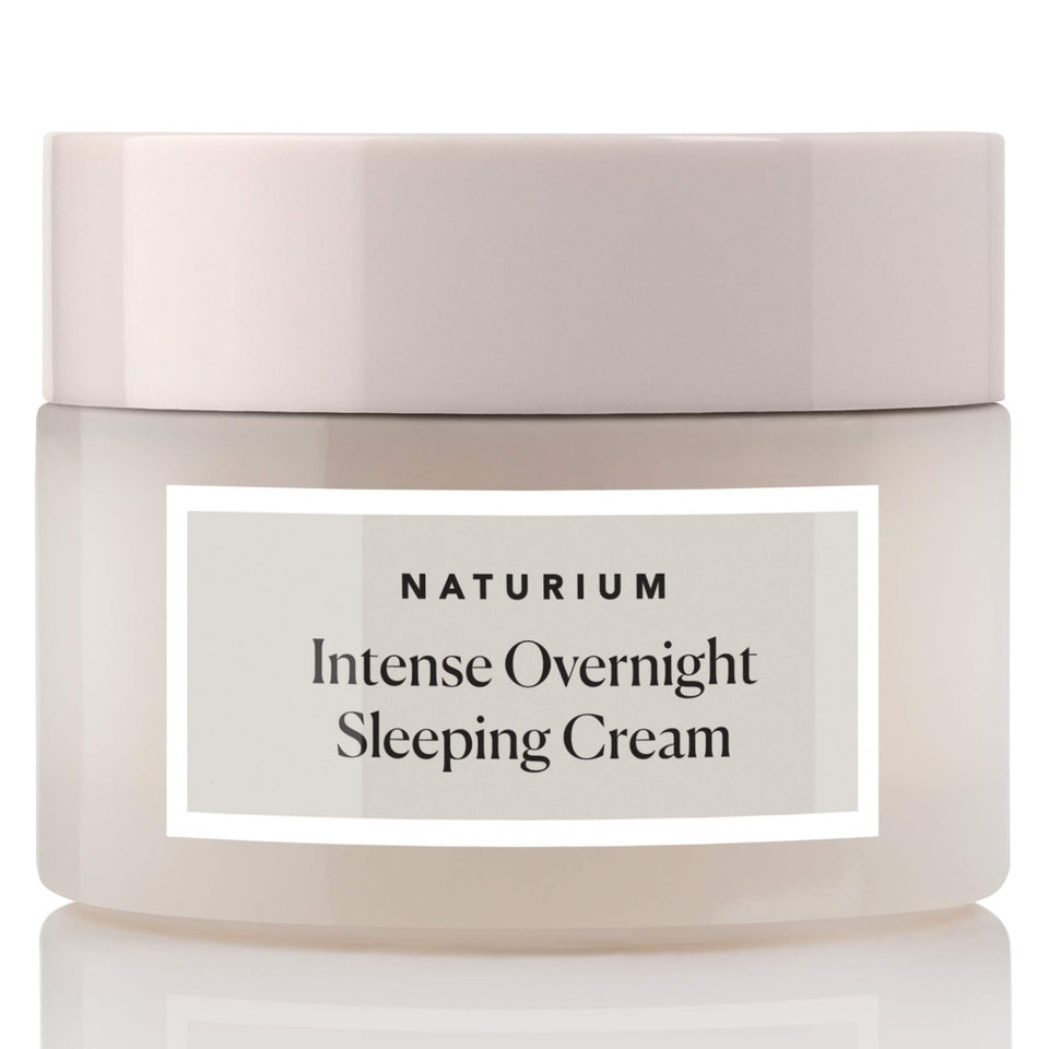Naturium jar front view shows label and hydrating overnight cream benefit