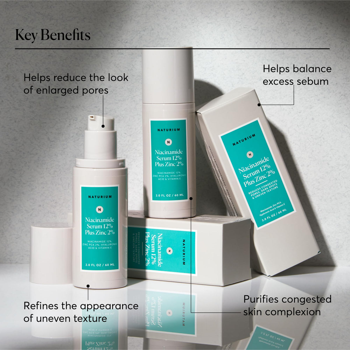 Naturium placed on bathroom shelf indicating morning and evening routine