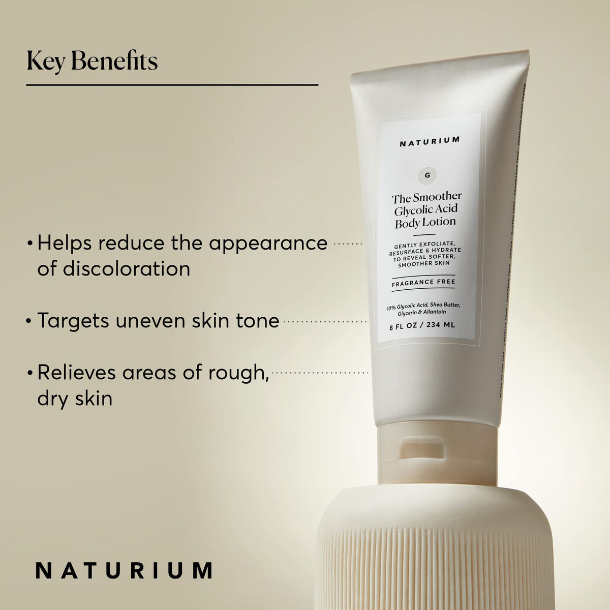 Naturium lotion texture close-up revealing smoothing, hydrating consistency