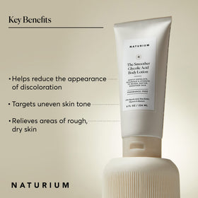 Naturium lotion texture close-up revealing smoothing, hydrating consistency