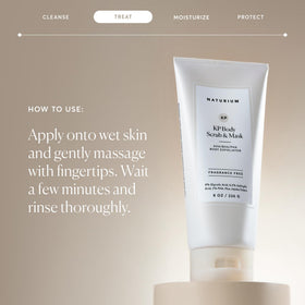 Naturium mask spread on forearm showing coverage and short in-shower treatment benefit