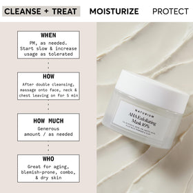 Naturium mask texture close-up revealing creamy exfoliating granules for smoothness