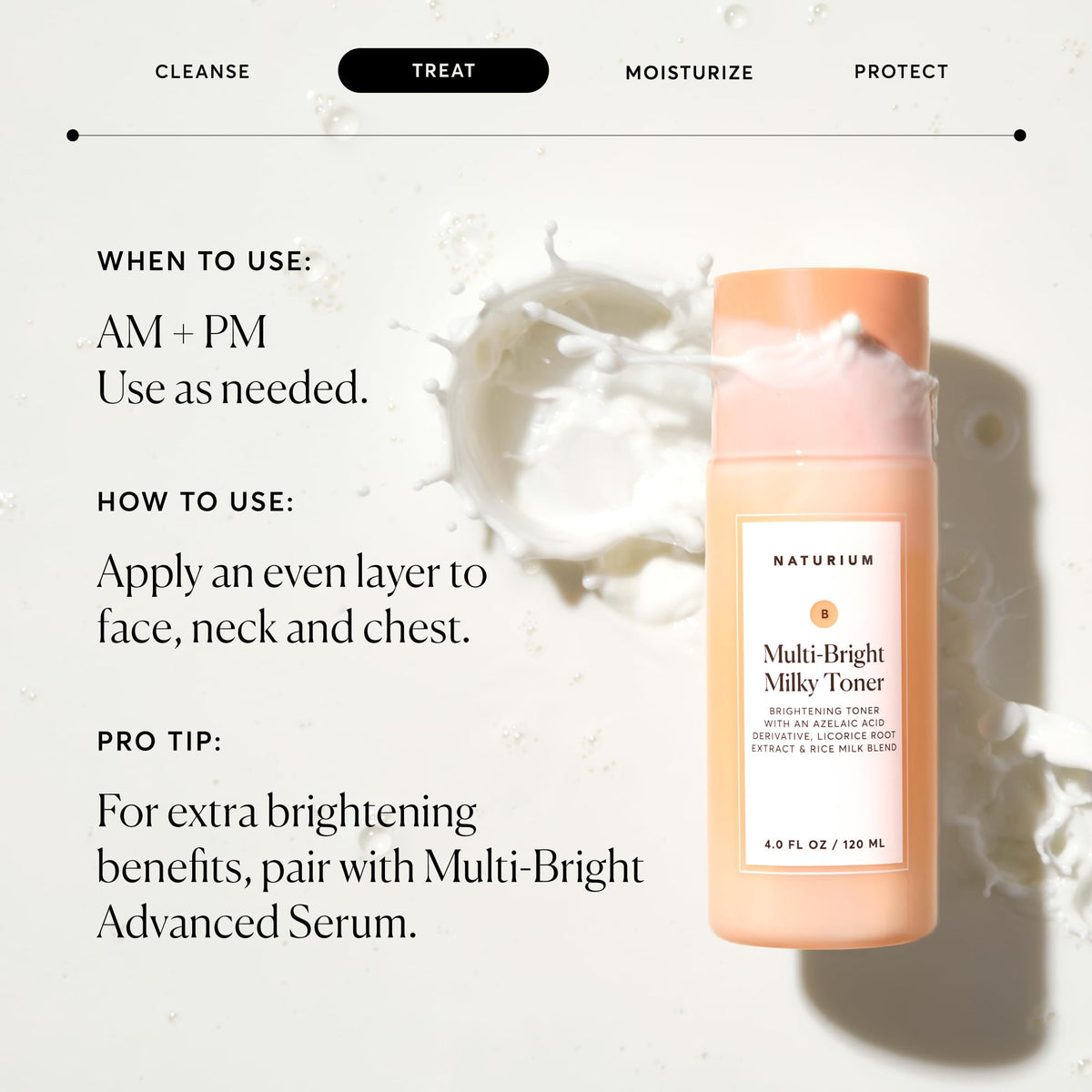 naturium toner poured on hand demonstrating milky texture and gentle hydrating effect
