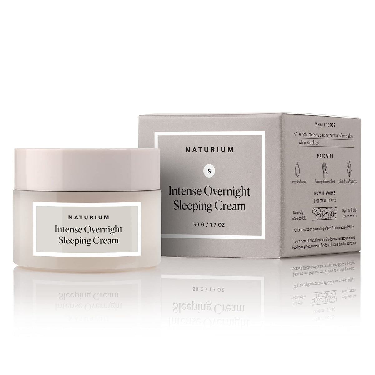 Naturium on nighttime bathroom shelf suggesting evening routine simplicity