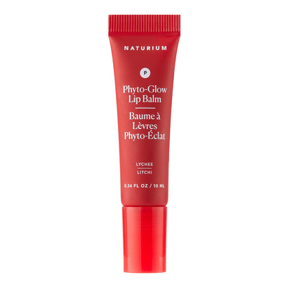 naturium lip balm front packaging shows lychee shade and glossy benefit