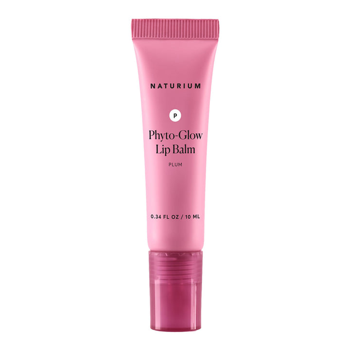 Naturium Phyto-Glow front packaging in plum showing tube and label, hydrate on the go