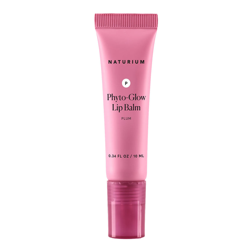 Naturium Phyto-Glow front packaging in plum showing tube and label, hydrate on the go