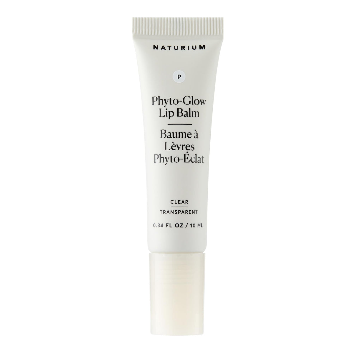 Naturium front packaging shows clear glossy lip balm and benefits