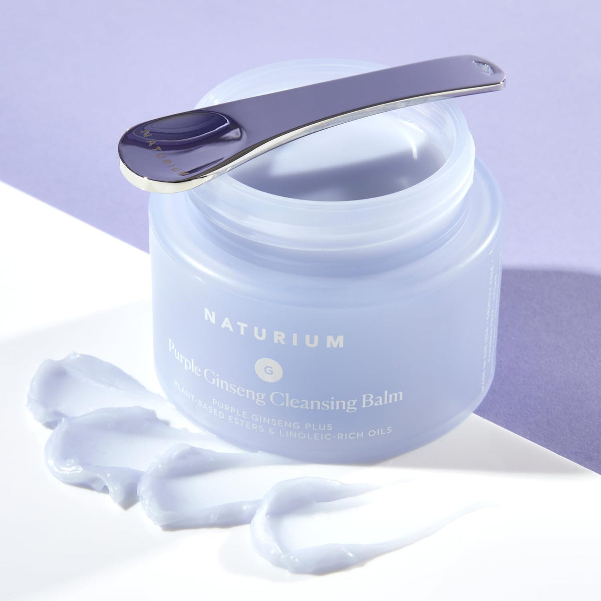 Naturium jar on bathroom shelf showing clean routine organization