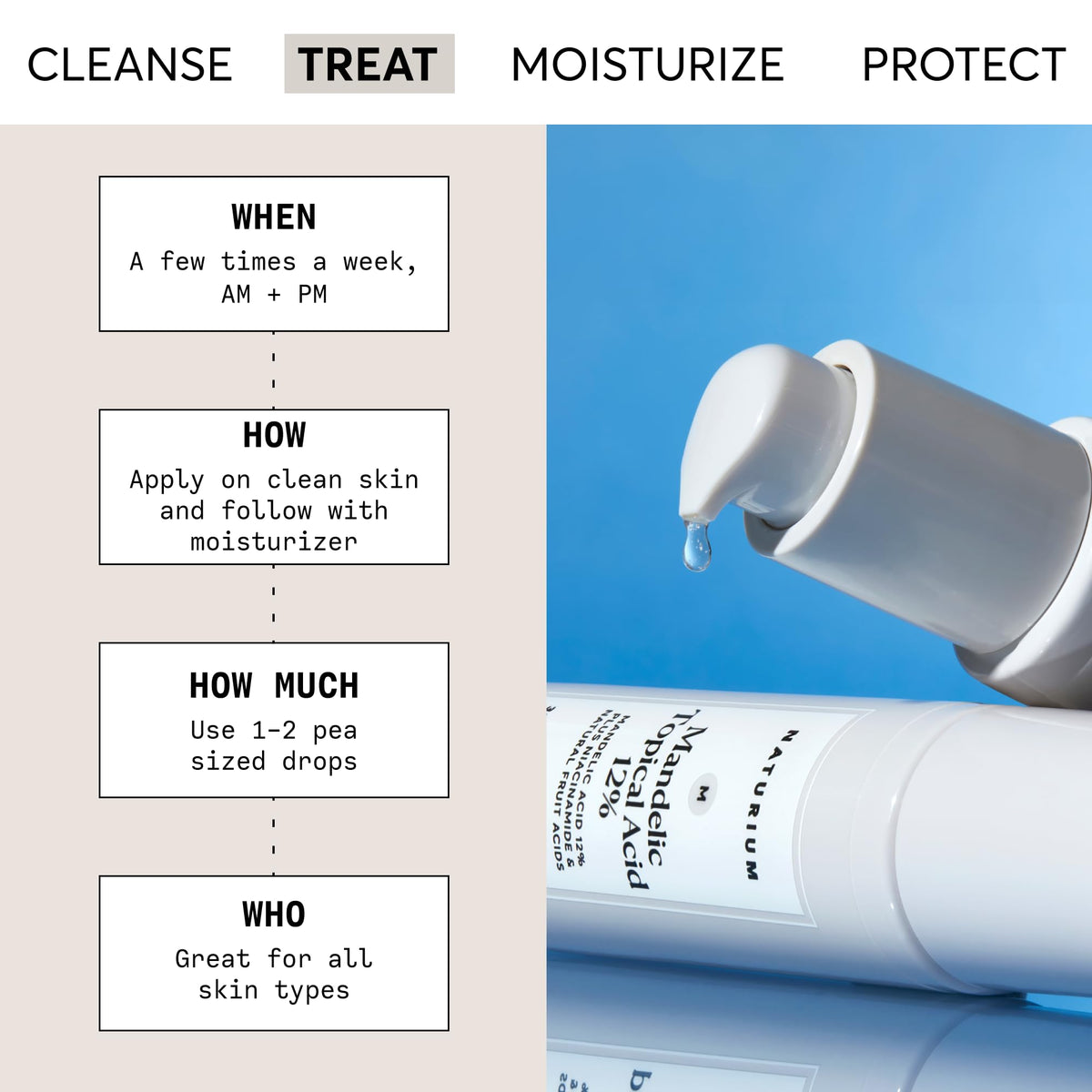 Naturium pump dispense detail demonstrating easy use and precise application