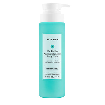 Naturium front packaging showing bottle and label, clarifying product benefits