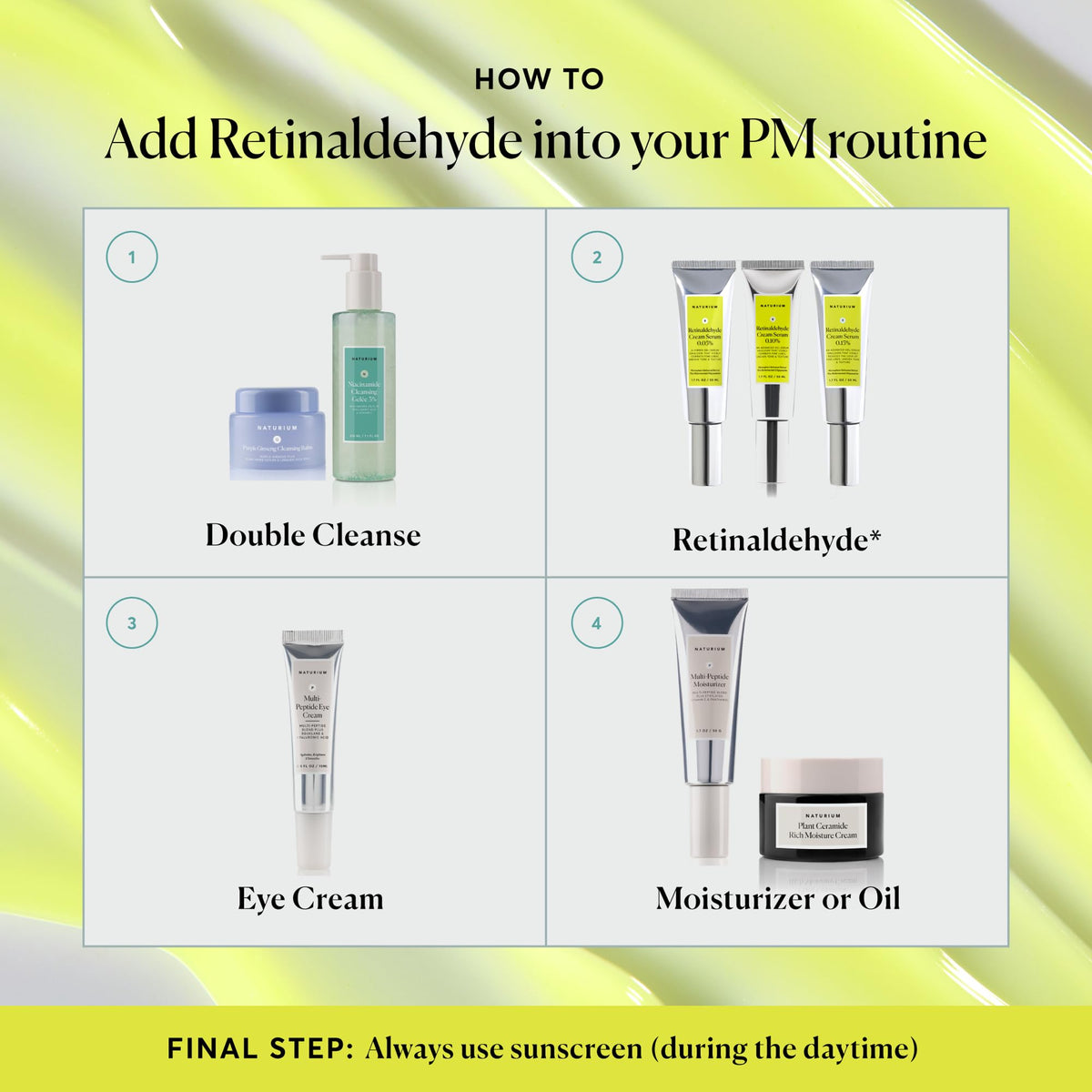 Naturium ingredient label closeup showing retinaldehyde and peptide benefits